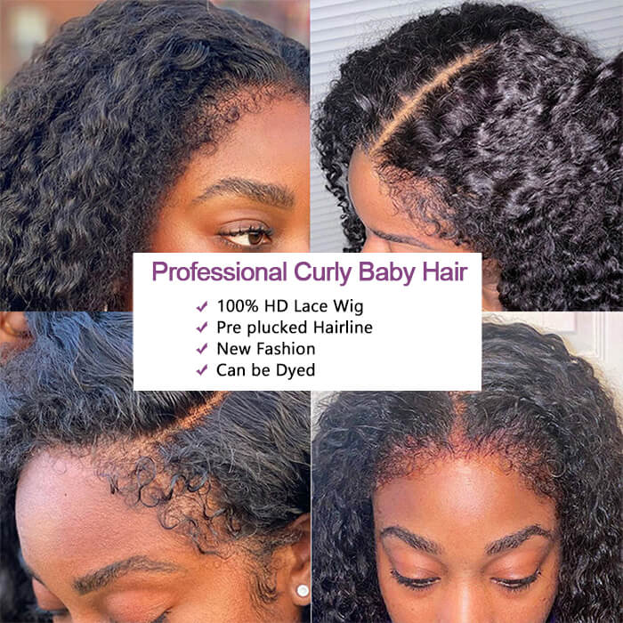 4C Curly Edge Lace Wig HD Lace Frontal Curly Human Hair Wig With Super Natural Hairline