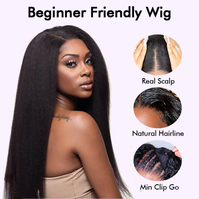Yaki Straight U Part Quick & Easy Affordable 100% Human Hair Wig