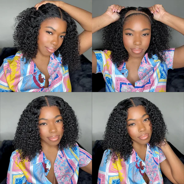 Suqu Hair Ready To Wear Curly Bob Wigs 13x4 Pre Cut HD Lace Front Wigs For Women