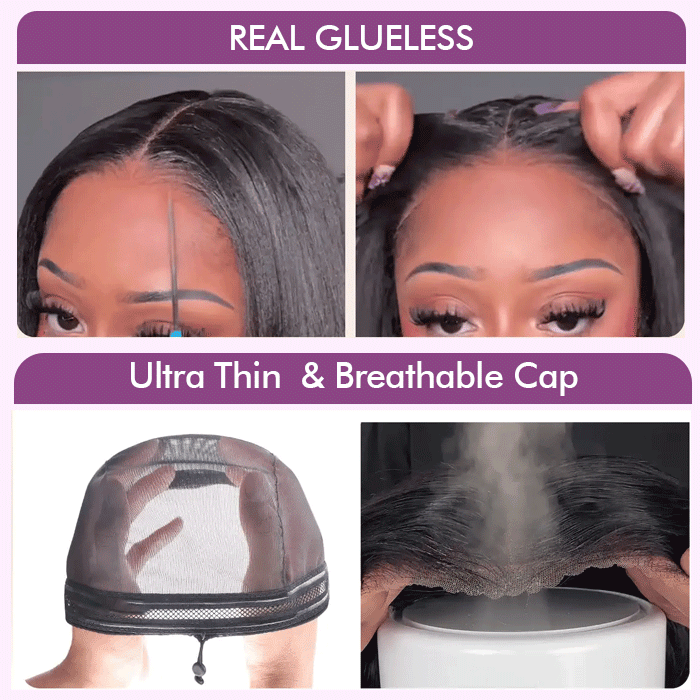 Pull Go Glueless Wig Silky Straight With Drawstring Natural Black 100% Human Hair Wig