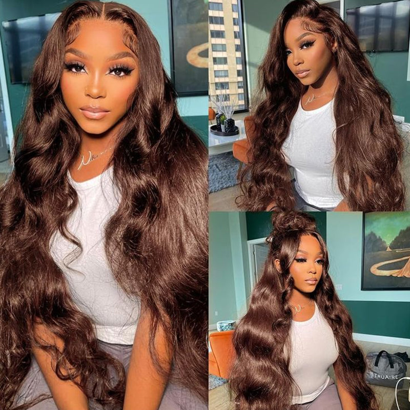 Chocolate Brown #4 Body Wave 13x4 Lace Front Human Hair Wigs For Women