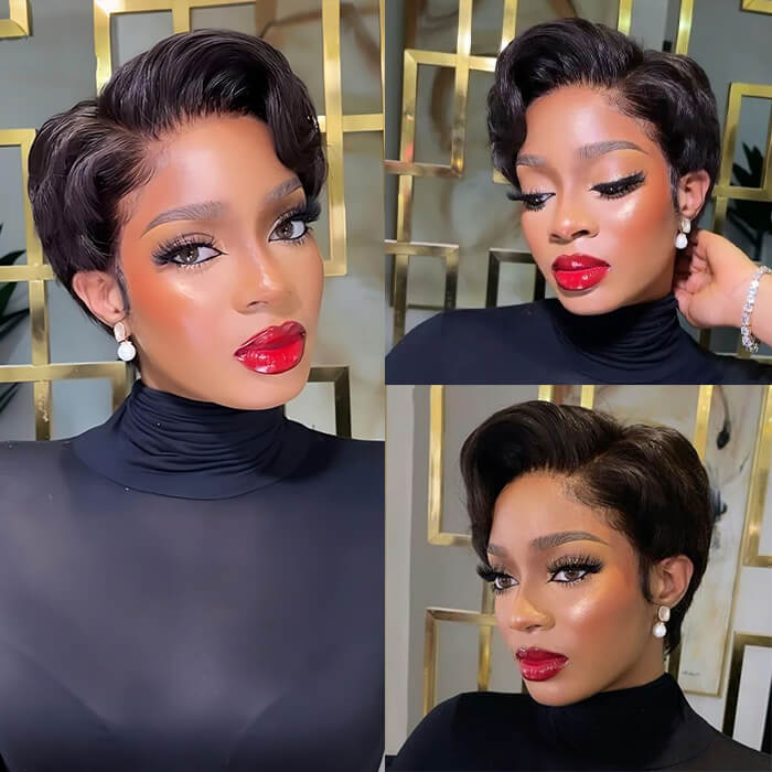 Suqu Hair Pixie Cut 13x4 Transparent Lace Front Human Hair Short Bob Wig