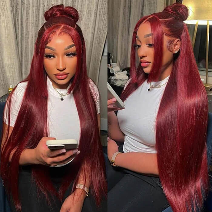 99J Burgundy 13×4/4×4 Lace Front Wig Straight Wigs Virgin Hair