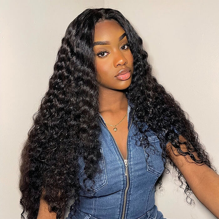Suqu Hair Transparent 13x4 Lace Front Wig Deep Wave Brazilian Human Hair