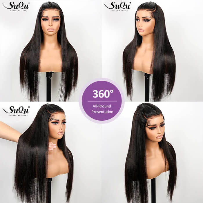 Glueless Pre Braided Wig Straight Hair 13x4 HD Lace Frontal Human Hair Wig