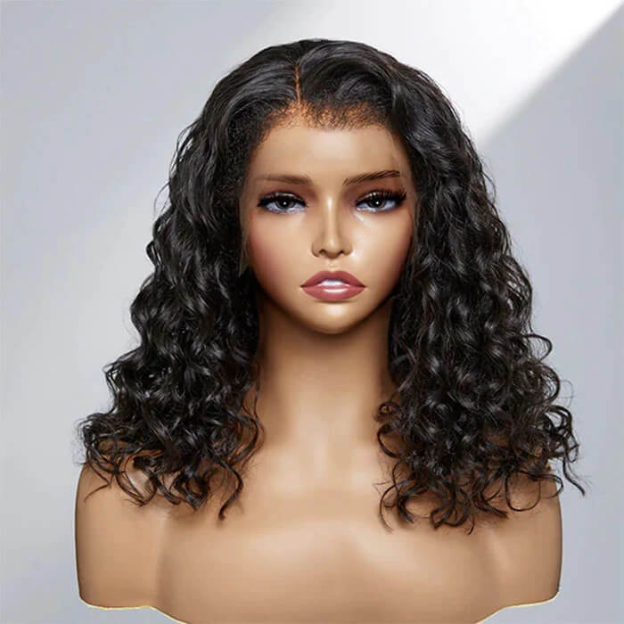 4C Edges Water Wave Kinky Edges Free Parting 13x4 Undetectable Lace Front Wig