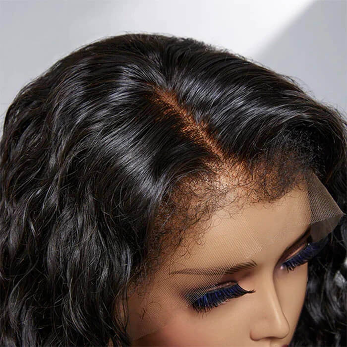 4C Edges Water Wave Kinky Edges Free Parting 13x4 Undetectable Lace Front Wig