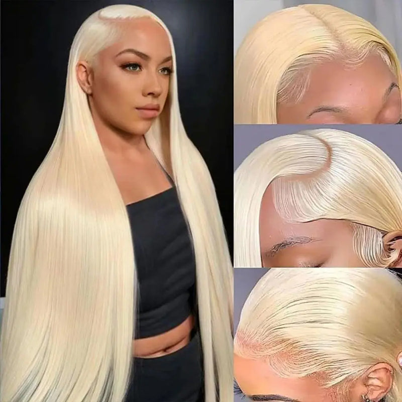 613 Blonde 4x4 5x5 Lace Closure Straight Human Hair Pre Plucked Wig