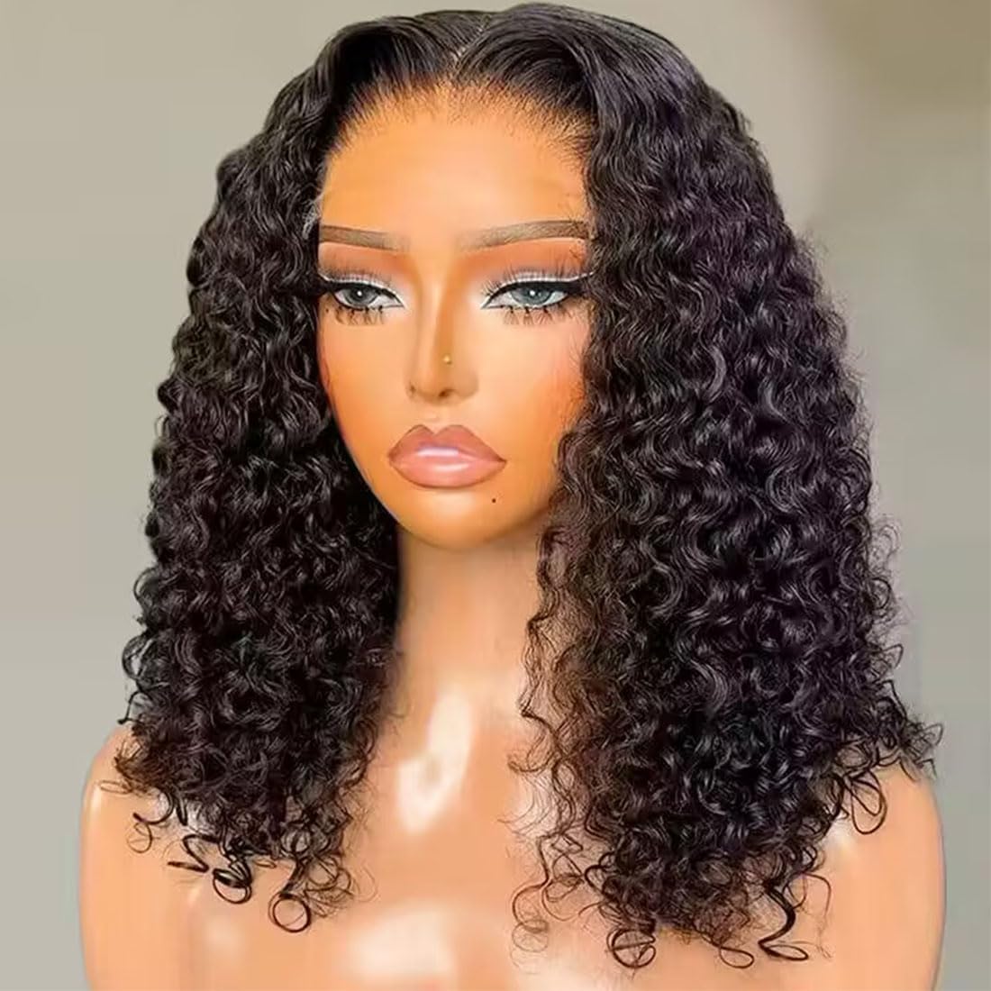 14 Inch Jerry curly Wig Human Hair 13x4 HD Lace Front Wigs Human Hair