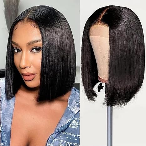 12 Inch 4x4 Lace Closure Human Hair Bob Wigs