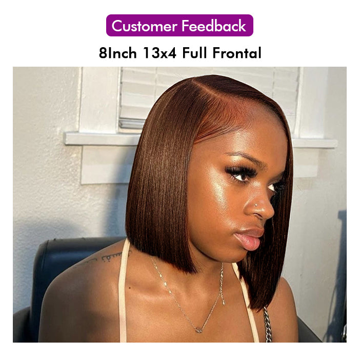 Wholesale Price | 8Inch Brown Bob Wig | Glueless Frontal 4*4 Lace