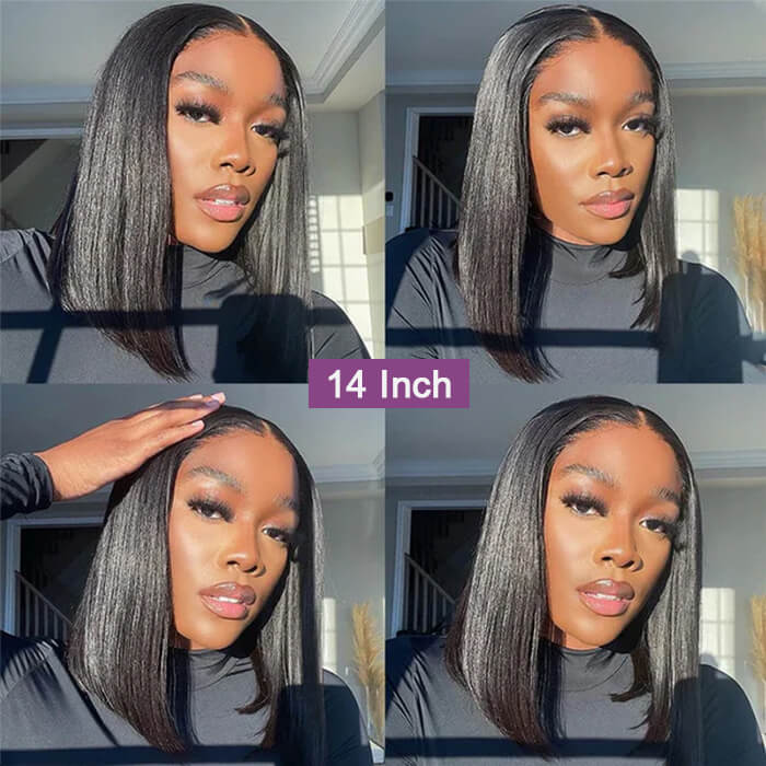 Suqu Hair Short Straight Short Bob Wigs Transparent Lace Frontal Human Hair Wig