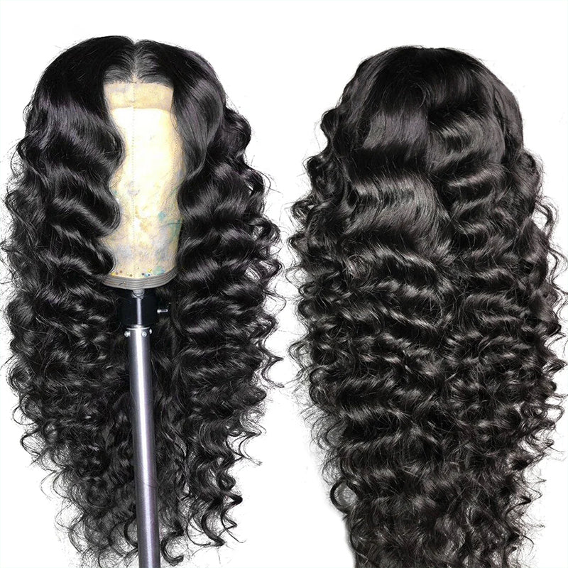 Loose Deep Wave Wig Preplucked Hairline HD Transparent Skin Melt  Lace Front Human Hair Wigs