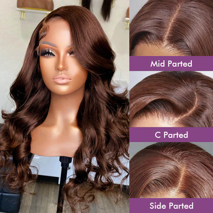 BOGO-#4 Chocolate Brown Wig 13x4 Lace Front Wig Body Wave Human Hair Wigs