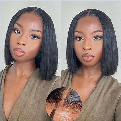 12 Inch 4x4 Lace Closure Human Hair Bob Wigs