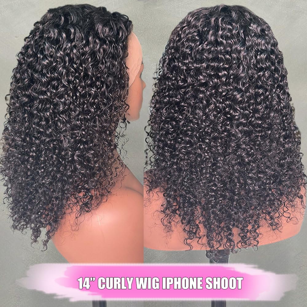 14 Inch Jerry curly Wig Human Hair 13x4 HD Lace Front Wigs Human Hair