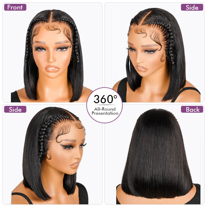 Stylist Braided Wigs Short Bob Wig 13x4 Lace Front Human Hair Wig