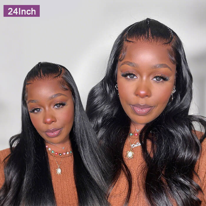 Glueless Pre Braided Wig Straight Hair 13x4 HD Lace Frontal Human Hair Wig