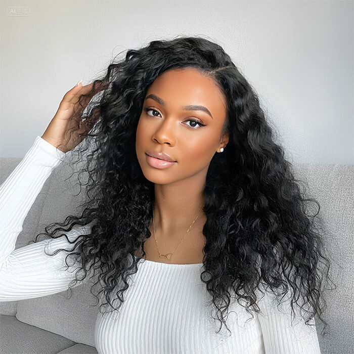[18''=₵899] Water Wave 4x4 Lace Closure Pre-Cut Glueless Wig