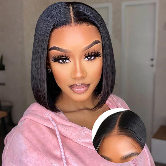 2 Glueless Wigs Set | 10'' 13x4 Lace Frontal Curly Bob Wig+10'' 4x4 Lace Closure Straight Bob Wig