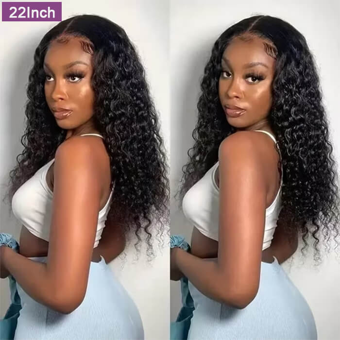 2 Glueless Wigs Set | 22'' 13x4 HD Lace Frontal Deep Wave Wig+22''4x4 Lace Closure Straight Wig