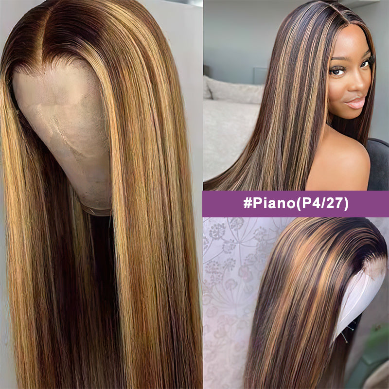 Highlight P4/27 Color Straight Hair Lace Front Wigs With Baby Hair Human Hair Wigs