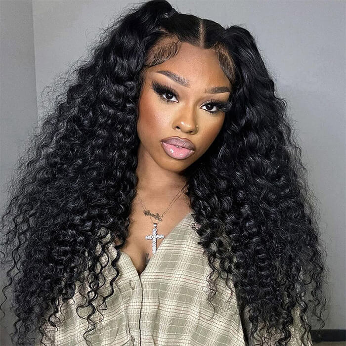 2x6 5x5 Undetectable Lace Closure Wigs Deep Wave Human Hair Wig With Baby Hair