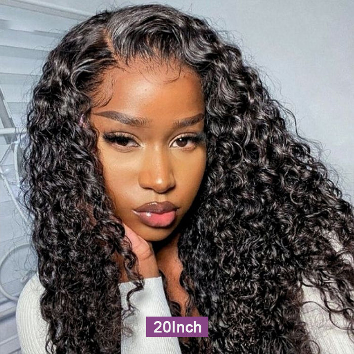 [20''=₵959] 4x4 Pre-All Glueless Closure Jerry Curly Wig Invisible Knots Natural Black Realistic Hairline Wig