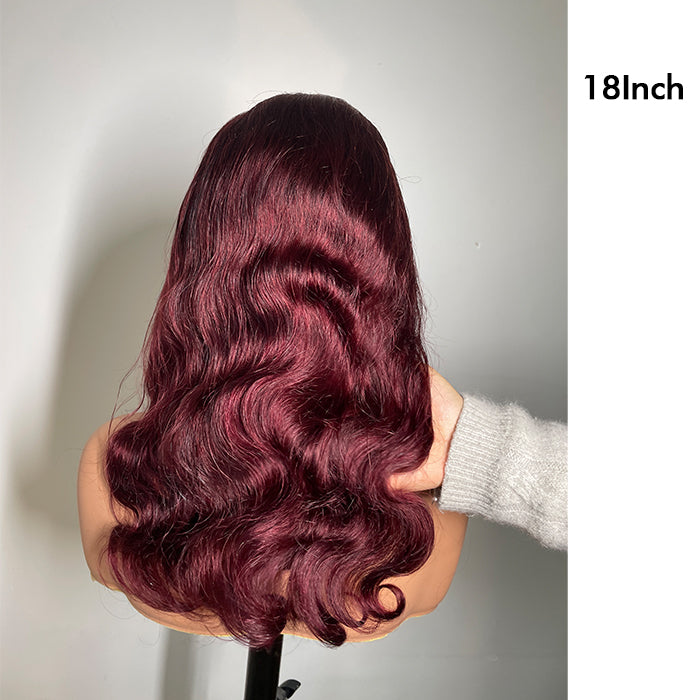 Real Show | Body Wave Wig | 99J Red Wig | Frontal/Closure HD Lace Glueless (14-32'')