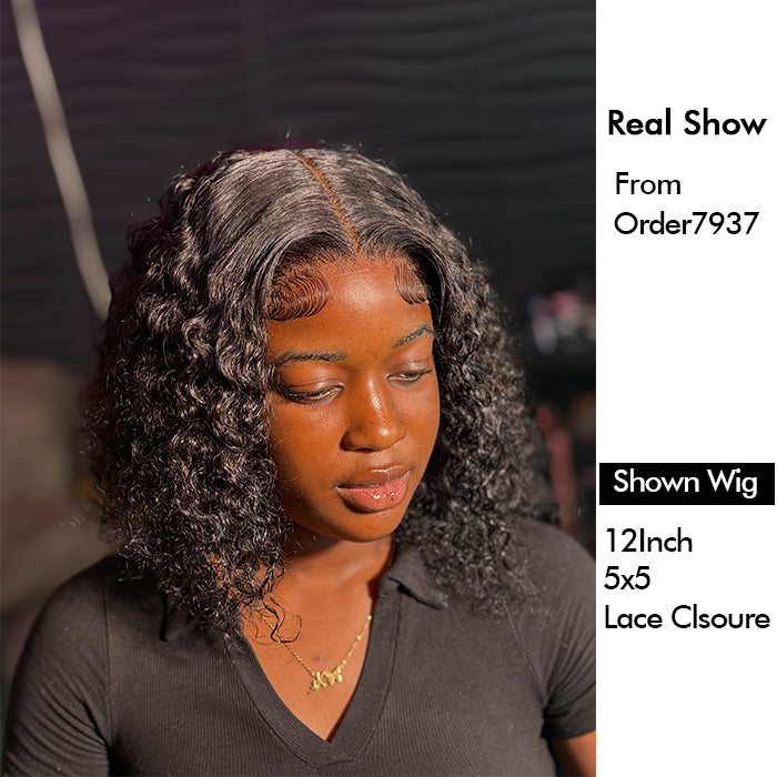 Real Show | Curly Bob Wig |  Frontal/Closure HD Lace Glueless (8-16'')