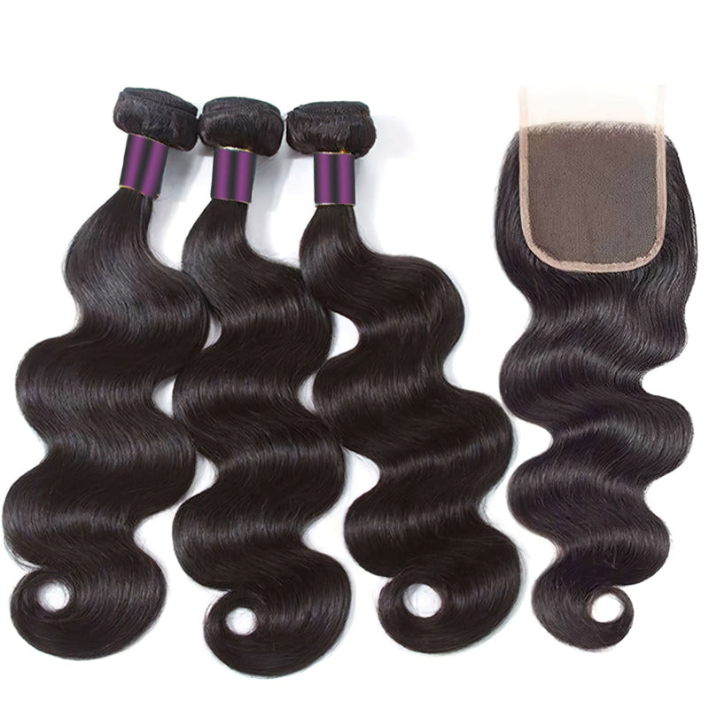 Virgin Body Wave Hair 3 Bundles With Closure High Quality 100% Unprocessed Human Hair Bundles With Closure