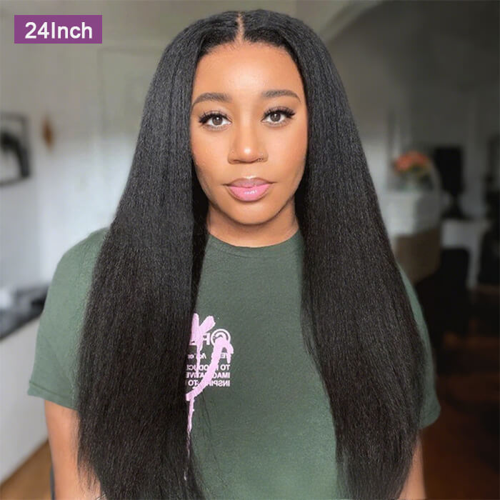 Human Hair Lace Wigs 2x6 5x5 Yaki Straight Brazilian Hair Lace Wig