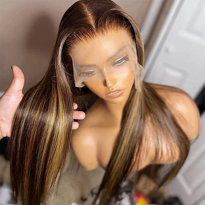 Real Show |Straight Wig | Highlight P4/27 Color | Frontal/Closure HD Lace Glueless (14-32'')