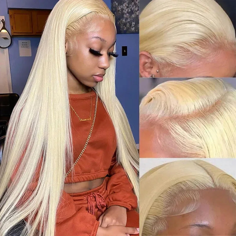 613 Blonde Straight 13x6 Lace Front Wigs Pre Plucked Lace Human Hair Wigs For Women