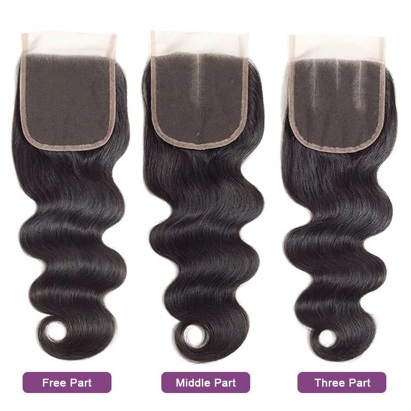 Body Wave Hair 4x4 Lace Closure Natural Color 100% Human Hair