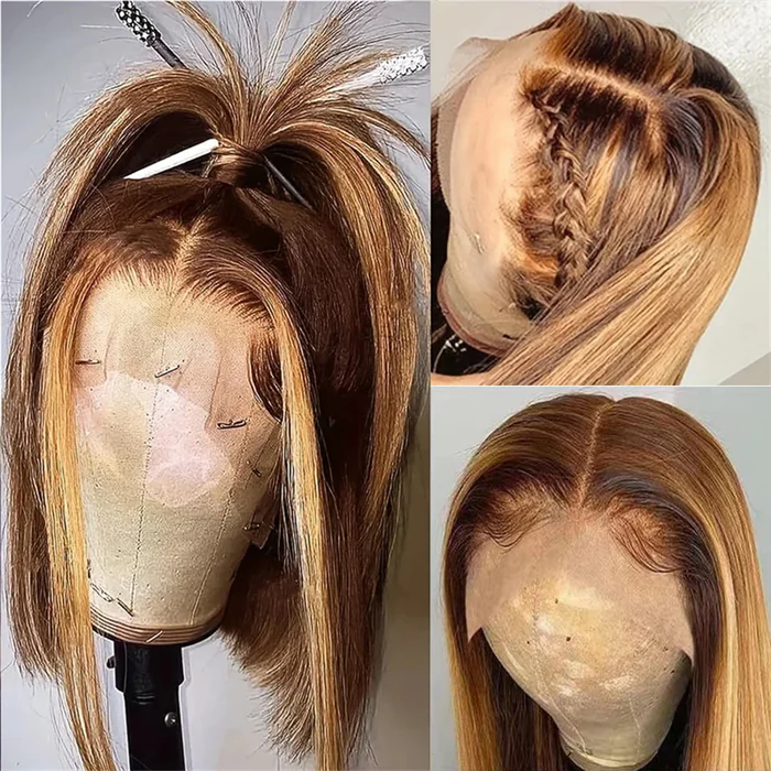 Colored Short Bob HD Lace Human Hair Wigs For Women