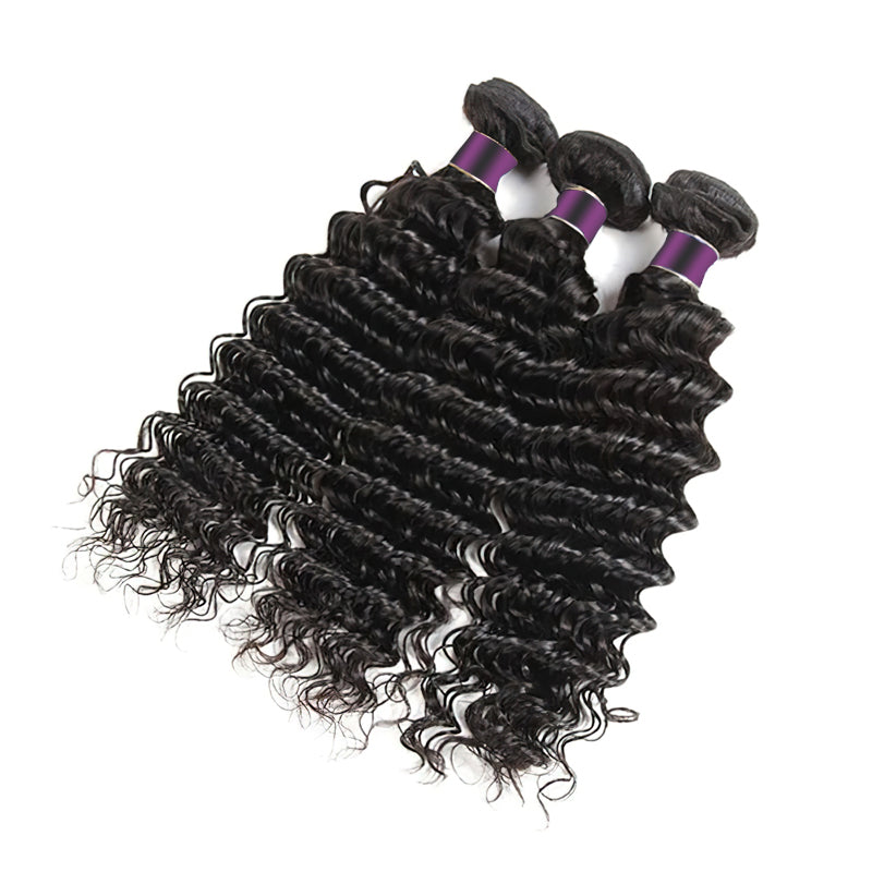 Deep Wave Hair 3 Bundles With 4x4 Lace Closure Best Virgin Human Hair