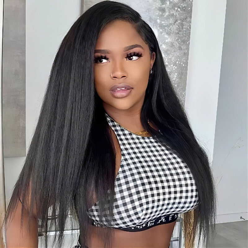 Human Hair Lace Wigs 2x6 5x5 Yaki Straight Brazilian Hair Lace Wig