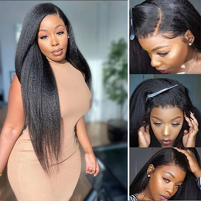 Human Hair Lace Wigs 2x6 5x5 Yaki Straight Brazilian Hair Lace Wig