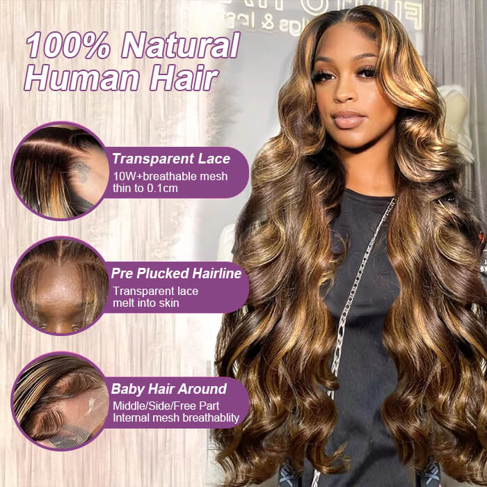 P427 Colored Brazilian Loose Wave 13x4 Lace Front Wig Highlight Ombre Human Hair Wigs