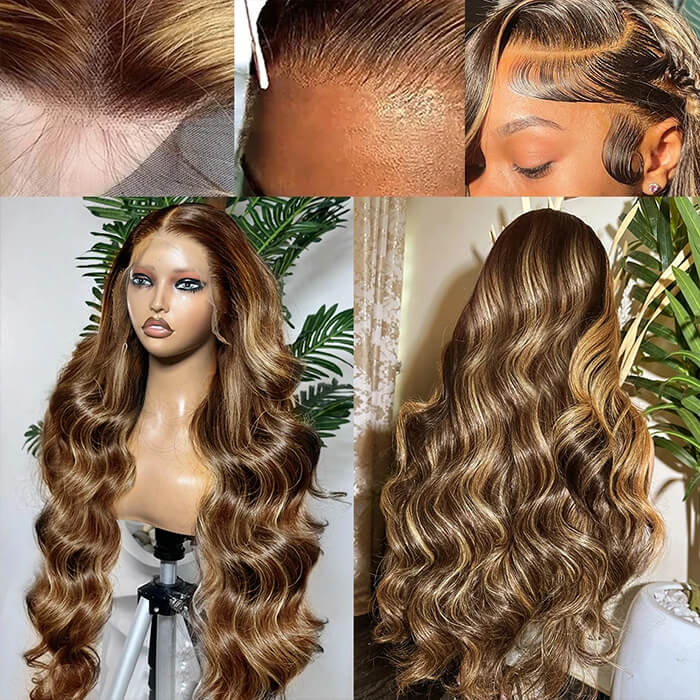 P427 Colored Brazilian Loose Wave 13x4 Lace Front Wig Highlight Ombre Human Hair Wigs