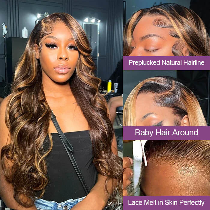 P427 Colored Brazilian Loose Wave 13x4 Lace Front Wig Highlight Ombre Human Hair Wigs