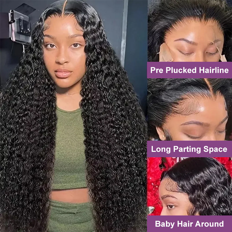 Suqu Hair Transparent 13x6 Lace Front Wig Deep Wave Brazilian Human Hair