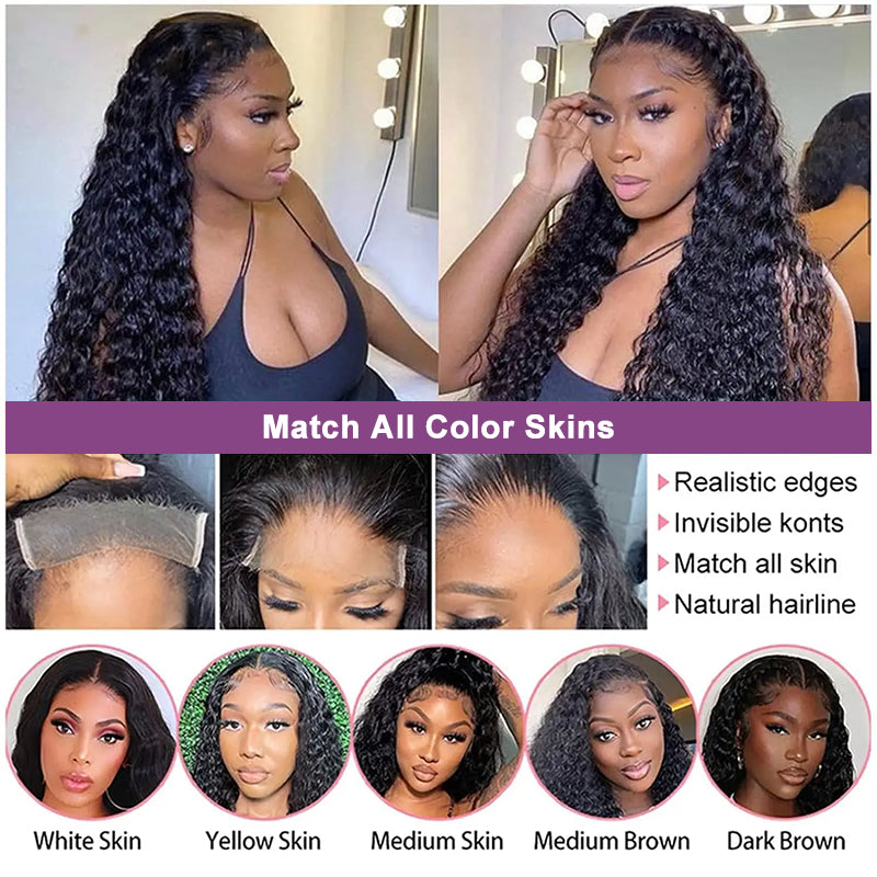 Water Wave Hair 13x4 HD Transparent Lace Front Wigs Pre-plucked Hairline