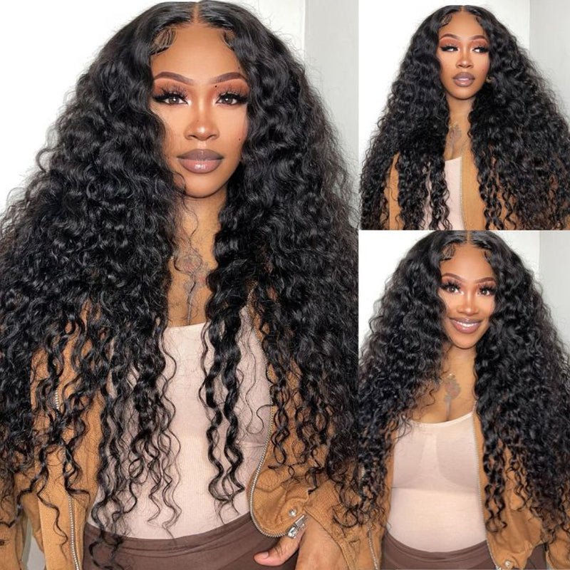 BOGO-Water Wave Human Hair 13x4 HD Transparent Lace Front Wigs Pre-plucked Hairline