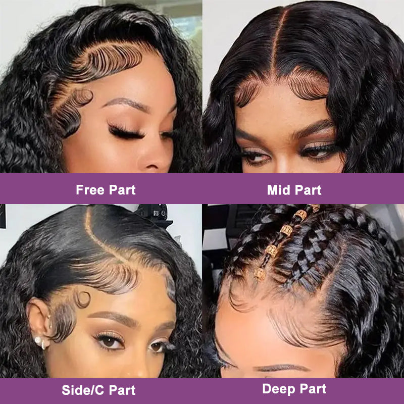 BOGO-Water Wave Human Hair 13x4 HD Transparent Lace Front Wigs Pre-plucked Hairline