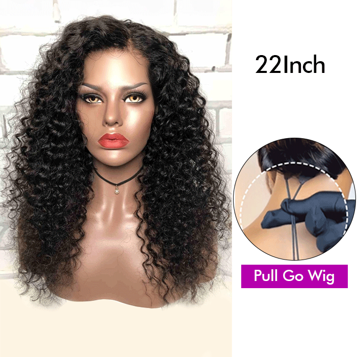 Real Show | Curly Wig | Drawstring Pull Go |Closure HD Lace Glueless Wig (12-32'')