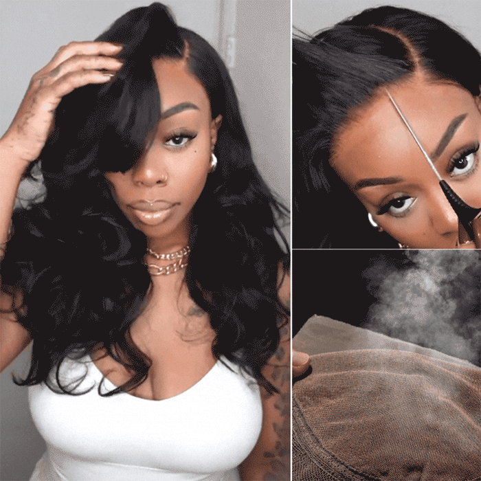 [20''=₵899] Body Wave HD Invisible 4x4 Glueless Closure Wigs Pre Plucked Brazilian Virgin Hair