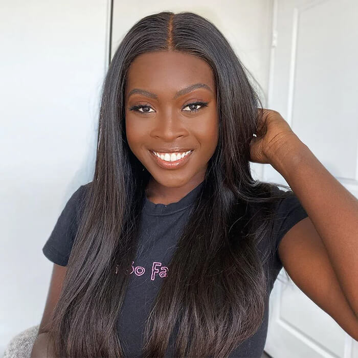 [20''=₵899]Straight Wig For Beginners 4x4 Glueless Closure Pre Plucked Brazilian Virgin Hair Wigs