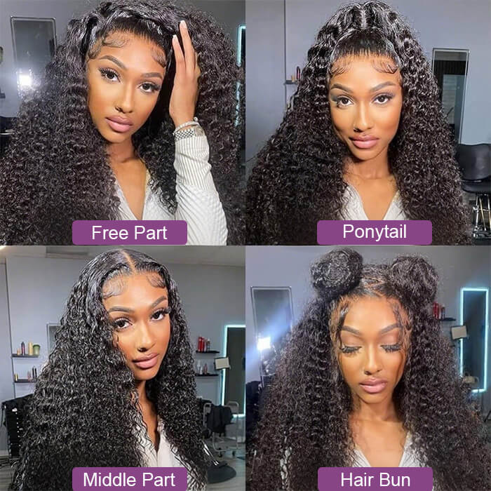 Jerry Curly 13x4 HD Transparent Lace Front Human Hair Wigs For Women